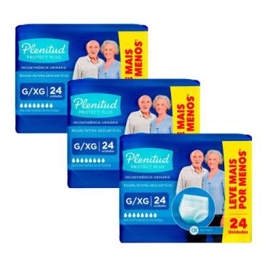 Imagem de Kit 3 Roupa Íntima Plenitud Protect Plus Unissex Tamanho G/XG 24 Unida