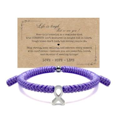 Imagem de LAMIBEE Pulseira para uma causa, pulseira de fita de conscientização, pulseiras ficam bem em breve, pulseira de cordão de surfista de proteção para homens, mulheres estilo amuleto boho, Medium, Não