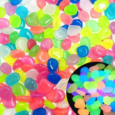 Imagem de Pedras de aquário que brilham no escuro, pedras brilhantes de resina que brilham em seixos escuros para jardim ao ar livre, aquário, paisagismo, decoração de garagem, multi 1 kg