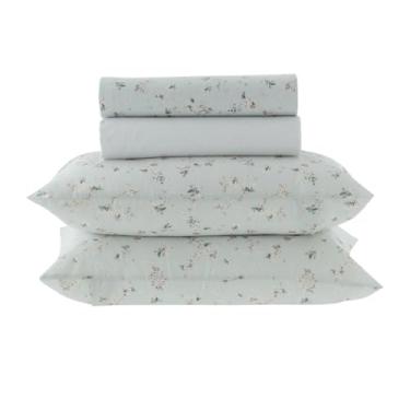 Imagem de Jogo de Lençol Solteiro Kacyumara New Innovi 180 Fios 100% Algodão Estampado Cama 3 Peças (Delicatta - Flores Brancas)