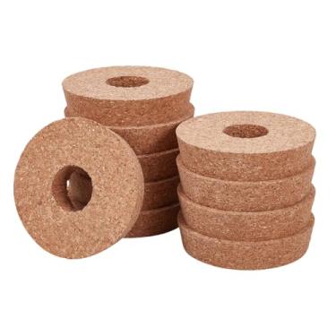 Imagem de OLYCRAFT 10 peças de tampas de cortiça para plantador de vidro, tampa de vaso hidropônico de 8 a 9,5 cm, rolhas de substituição para plantas com orifício central e tampas hidropônicas para vasos de