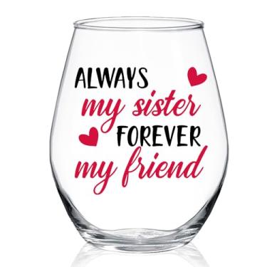 Imagem de WUUCKOO Taça de vinho Always My Sister Forever My Friend Stemless, presentes para amigas, lembrança para mulheres, aniversário, melhor amiga, irmã da alma, melhor amiga do trabalho, presente de Ação