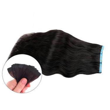 Imagem de Mega Hair Fita Adesiva Castanho ondulado 50cm 20 Peças - cabelo humano