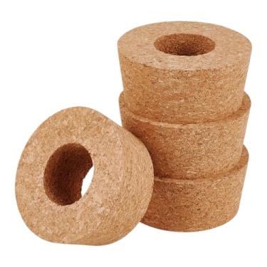 Imagem de OLYCRAFT Pacote com 4 tampas de cortiça para plantadores de vidro, tampas hidropônicas de 5 a 6 cm, capas de cortiça de terrário, com furo de 3,5 cm, rolhas de cortiça natural para vasos de propagação