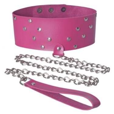 Imagem de Coleira Scandal Com Guia Coleira Ajustável com Guia para Fantasias Sensuais DX1713 (ROSA)
