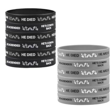 Imagem de Pulseiras inspiradoras cristãs para homens e mulheres, He Came He Died He Arose He Ascended He's Coming Back Testemunha Jesus Gospel Jewelry Daily Reminder Churches Gift, Medium, Silicone, Ágata