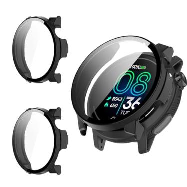 Imagem de YAJOJO (Pacote com 2) Capa protetora para COROS PACE Pro, amortecedor de policarbonato de cobertura total com protetor de tela de vidro temperado, capa à prova de choque resistente a arranhões para