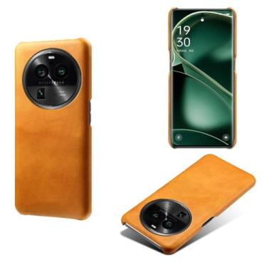 Imagem de Capa para OPPO Find X6 Pro,Proteção contra quedas,Casca de volta de cor sólida simples,Design de couro de imitação de plástico-Orange