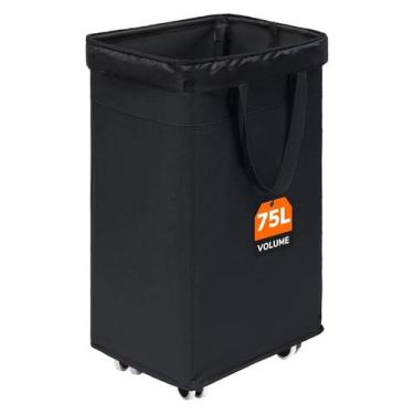 Imagem de Cesto de roupa suja CHICVITA 75L Slim com rodas e bolsa removível
