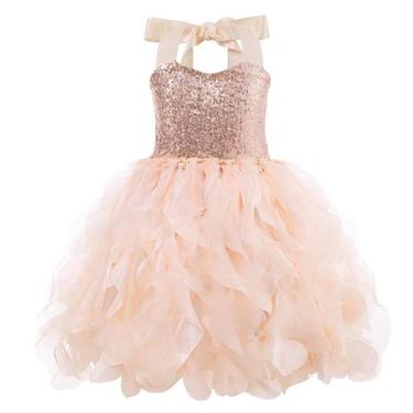 Imagem de Vestido Suppromo em ouro rosa Sparkly Tulle Princess 5-6T