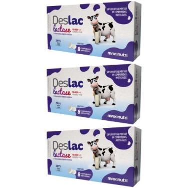 Imagem de KIT 3X DESLAC Lactase 10.000 FCC 8 comprimidos - Maxinutri