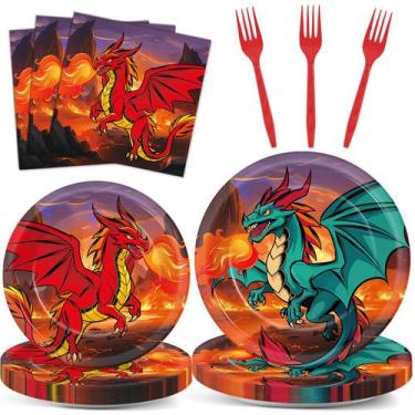 Imagem de Conjunto de talheres de festa Dragon Theme 96 unidades para 24 convida