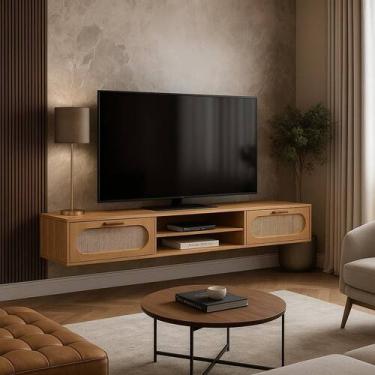 Imagem de Rack Suspenso Santorini MDF 2 Gavetas Telescópicas Com Telinha Sinteti