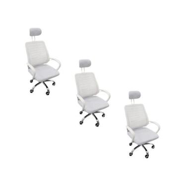 Imagem de Kit 3 Cadeiras Escritório Diretor Mesh Encosto + E-book - Oficial Webs