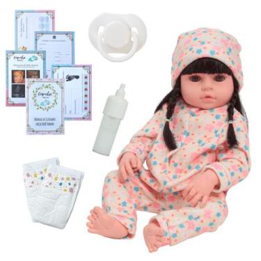 Imagem de Bebe Reborn Realista Menina Morena Pijama Fofinho + Itens - Cegonha Re