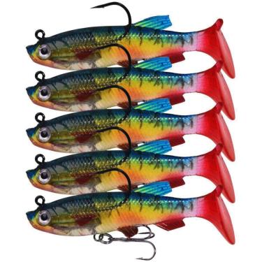 Imagem de Kit 5 Iscas Artificiais Movimento Realista Soft Shad Bait-Unissex