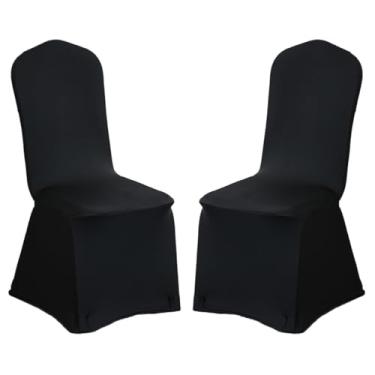 Imagem de Pacote com 2 capas de cadeira dobráveis de elastano elástico, capas removíveis para cadeiras, protetores universais, com bolso elástico para os pés, para festa de casamento, banquete, celebração