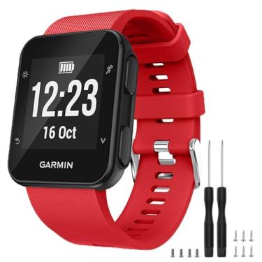 Imagem de Pulseira GVFM compatível com Garmin Forerunner 35, pulseira de silicone macio de substituição para smartwatch Garmin Forerunner 35, compatível com pulso de 130 a 230 mm (vermelho)