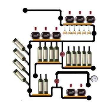 Imagem de hezhuhe2258 Suporte de vinho para armazenamento de vinho estilo industrial rack de vinho de ferro mordomo de água refrigerador de vinho montado na parede prateleira decorativa creativo rack de vinho
