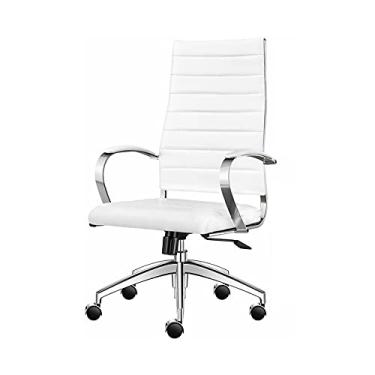 Imagem de YAYA2021-SHOP Cadeira de escritório branca cadeira de escritório inclinada para trás e função de trava estrutura de aço extra grossa resiliência assento acolchoado com rodízios fáceis de deslizar