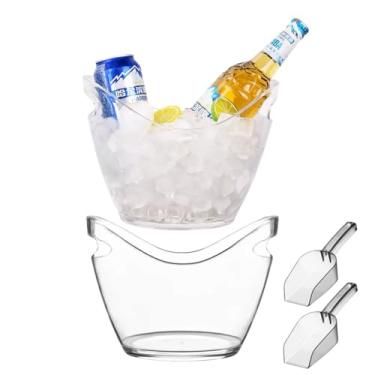 Imagem de Bangminda Baldes de gelo para festas, conjunto de balde de champanhe acrílico de 4 litros, 2 banheiras de bebida com colheres de gelo
