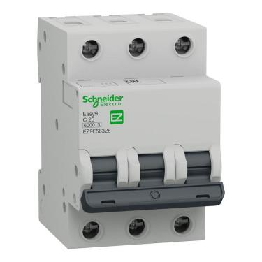 Imagem de Mini Disjuntor Tripolar 25A Curva C Ez9F56325 Schneider