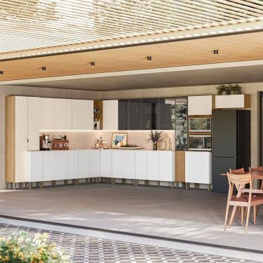 Imagem de Cozinha Compacta 15 Peças em Mdp Art Freijo/ Artico/ Soft