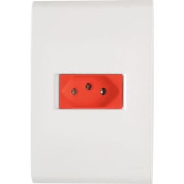 Imagem de Conjunto 4x2 com 1 Tomada 2P+T Tramontina Liz 20 A 250 V Branco e Vermelho