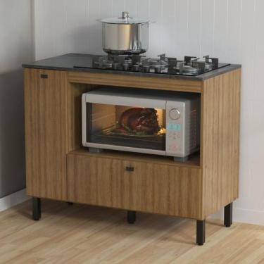 Imagem de Balcão Cozinha Cooktop 5 Bocas com 2 Portas e Nicho para Forno ou Forn