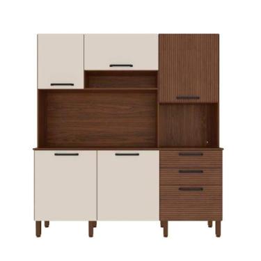 Imagem de Armário de Cozinha com espaço para microondas nicho e 6 Portas Ferrara