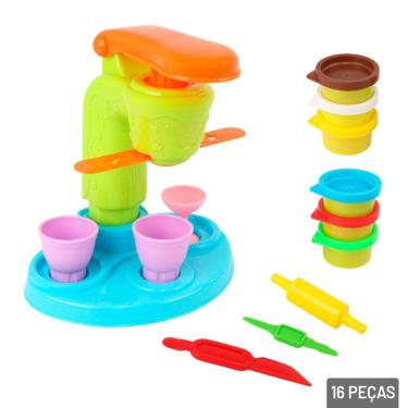 Imagem de Massinha de Modelar 16 Peças Moldes Sorveteria - Tudo em Caixa