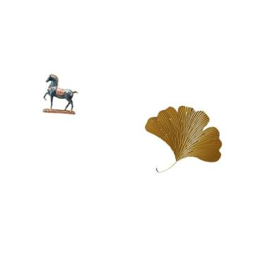 Imagem de Fenteer Escultura de Cavalo em Pé E Folhas de Ginkgo em Ferro Forjado, Decoração de Parede para Sala de Estar, Escritório, Mesa, Estante, Sala de Jantar, Rest