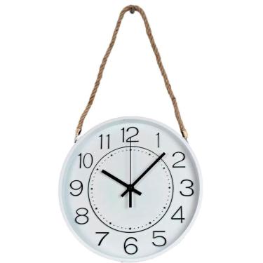 Imagem de Relógio Parede Moderno Redondo Serrano Branco Com Corda 30cm