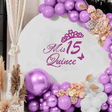 Imagem de Decalque de festa de aniversário de 15 anos Mis Quince, placa de decalque de festa de 15 anos, decoração de arco de quinze anos