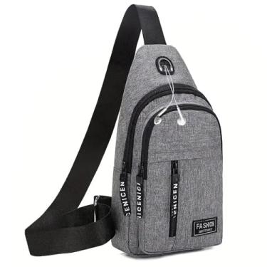 Imagem de Bolsa tiracolo para mulheres e homens, mochila de ombro, bolsa mensageiro, bolsa para celular, bolsa de mão, pochete para trilhas, viagens, acampamento, Cinza 1, Small to Medium, Tendência
