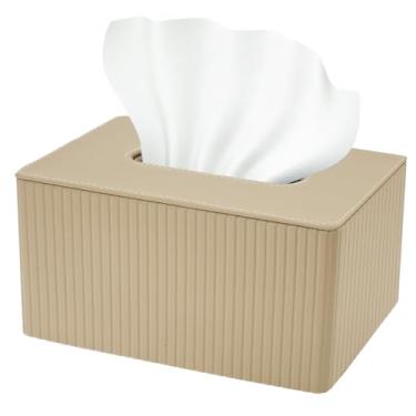 Imagem de UKQRRTC Suporte de capa de caixa de lenços retangular, capa de caixa de lenços de couro PU, MDF espesso, fundo magnético, fácil de encher, fácil de limpar, 25,5 x 13,5 x 11,5 cm para bancada, quarto