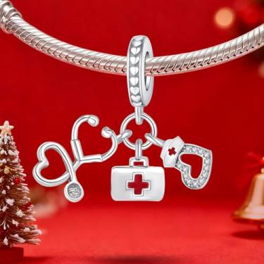 Imagem de 1 peça prata elegante pés redondos berloque contas adequadas para mulheres, faça você mesmo e roupa diária combinando joias decoração presente para mamãe, 7.84*24.8mm, Prata, Sem Pedra Preciosa