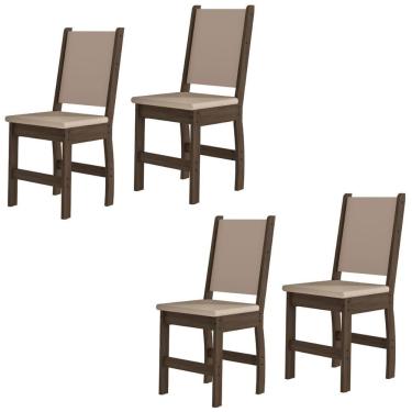 Imagem de Kit De 4 Cadeiras Clara Com Tecido Em Material Sintetico Amendoa savana