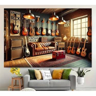 Imagem de Microfone de pano de fundo para festa musical com formato de arco-íris, gramofone, rock, instrumento, adequado para decoração de casa, sala de música, palco, fundo de fotos ao vivo, 2 páginas