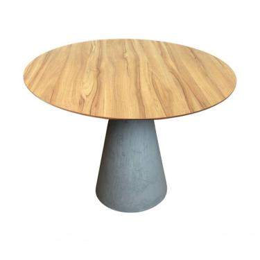 Imagem de Mesa De Jantar Cone 130cm Tampo Nogueira Cinza Claro