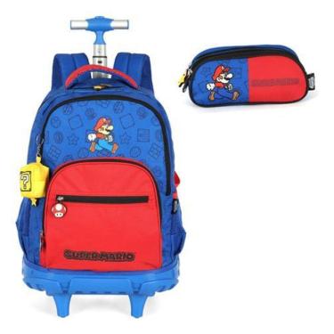 Imagem de Kit Mochila Rodinhas E Estojo Super Mario Com Porta Moeda