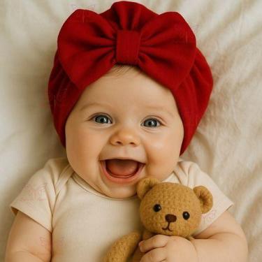 Imagem de Touca Gorro Turbante Com Laço Infantil Bebê Menina Recém Nascida a 06 