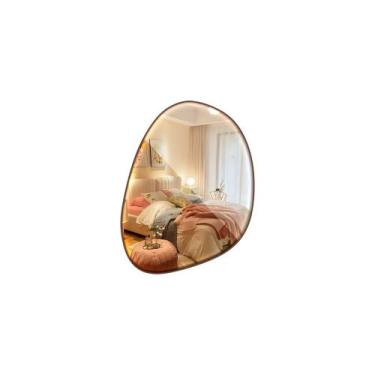 Imagem de Espelho Orgânico Moldura em Couro 60x80 Grande Decorativo Nuvem - Grou