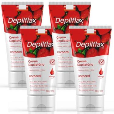 Imagem de Kit 4 Creme Depilatório Corporal Morango Depilflax 100G Perna Braço Ax