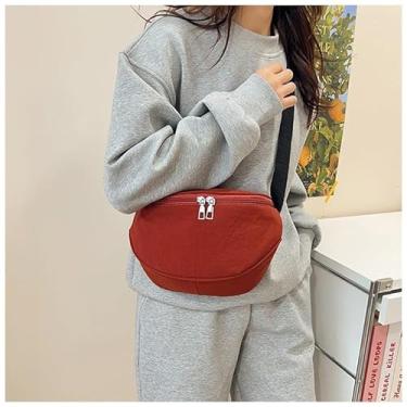 Imagem de Bolsa tiracolo feminina leve à prova d'água Oxford – Bolsa de ombro versátil de nylon com sela, Laranja, Medium, Mochila casual