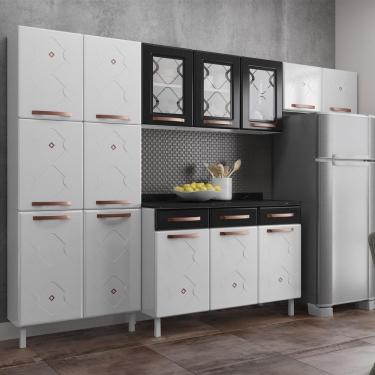 Imagem de Cozinha De Aço Compacta 3 Peças Glass Branco preto