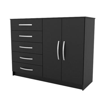 Imagem de Cômoda Sapateira Hoover 2 Portas 5 Gavetas Preta