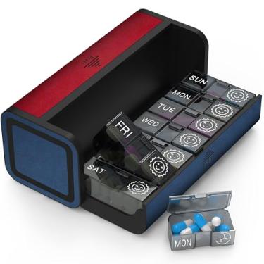 Imagem de TALVOLC M Organizador de comprimidos 2 vezes por dia, Am Pm duas vezes ao dia, caixa de comprimidos grande removível para viagem, 7 dias, recipiente semanal para suplementos vitamínicos, medicamentos,