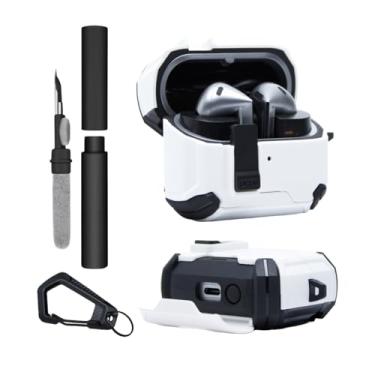 Imagem de Kit Limpador para Fones e Capa Protetora Airtrek Nerdcase Compatível com Samsung Galaxy Buds 3, Buds Pro 3, Buds 3 FE, Preto e Branco