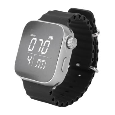 Imagem de Yunseity Relógio Metrônomo Vibratório, Relógio de Pulso Metrônomo para Guitarra, Violino, Piano, Bateria, Treino, Treino de Música, Treinador de Ritmo Com Modo Esportivo para Instrumentos (Preto)